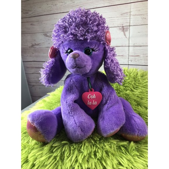 First & Main Puppy Dog Purple Poodle Gal Pal Pink Pigtail Bows Soft Plush Toy - Picture 1 of 7